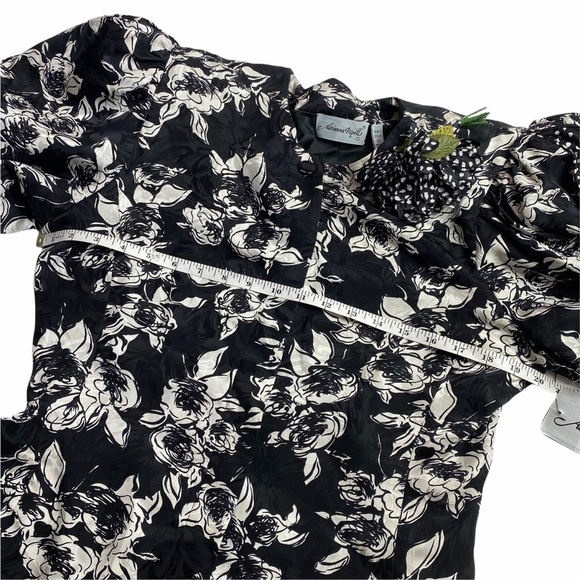 VINTAGE ADRIANNA PAPELL PUFF sleeve Floral 100% Silk  Button Jacket Blouse. - Picture 7 of 11